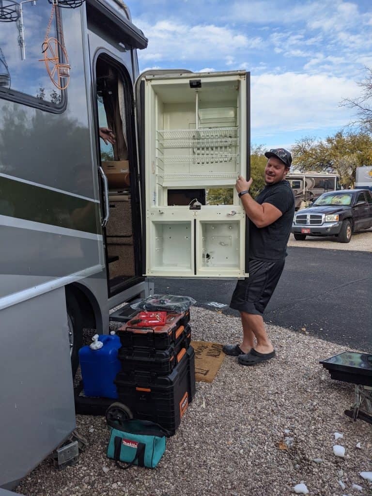 Rv Fridge Or Residential Fridge? Why We Switched And How We Installed It. 2 replacing rv refrigerator with a residential one